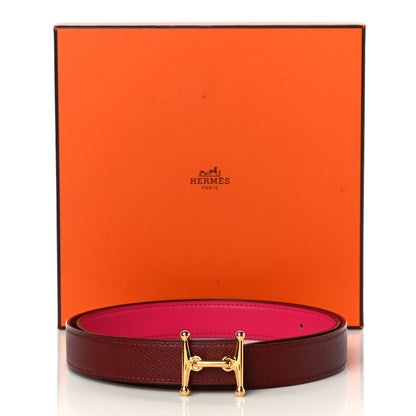 Hermes Epsom Swift 24mm Mors H Belt 85 Rouge H Rose Mexico 9 of 9