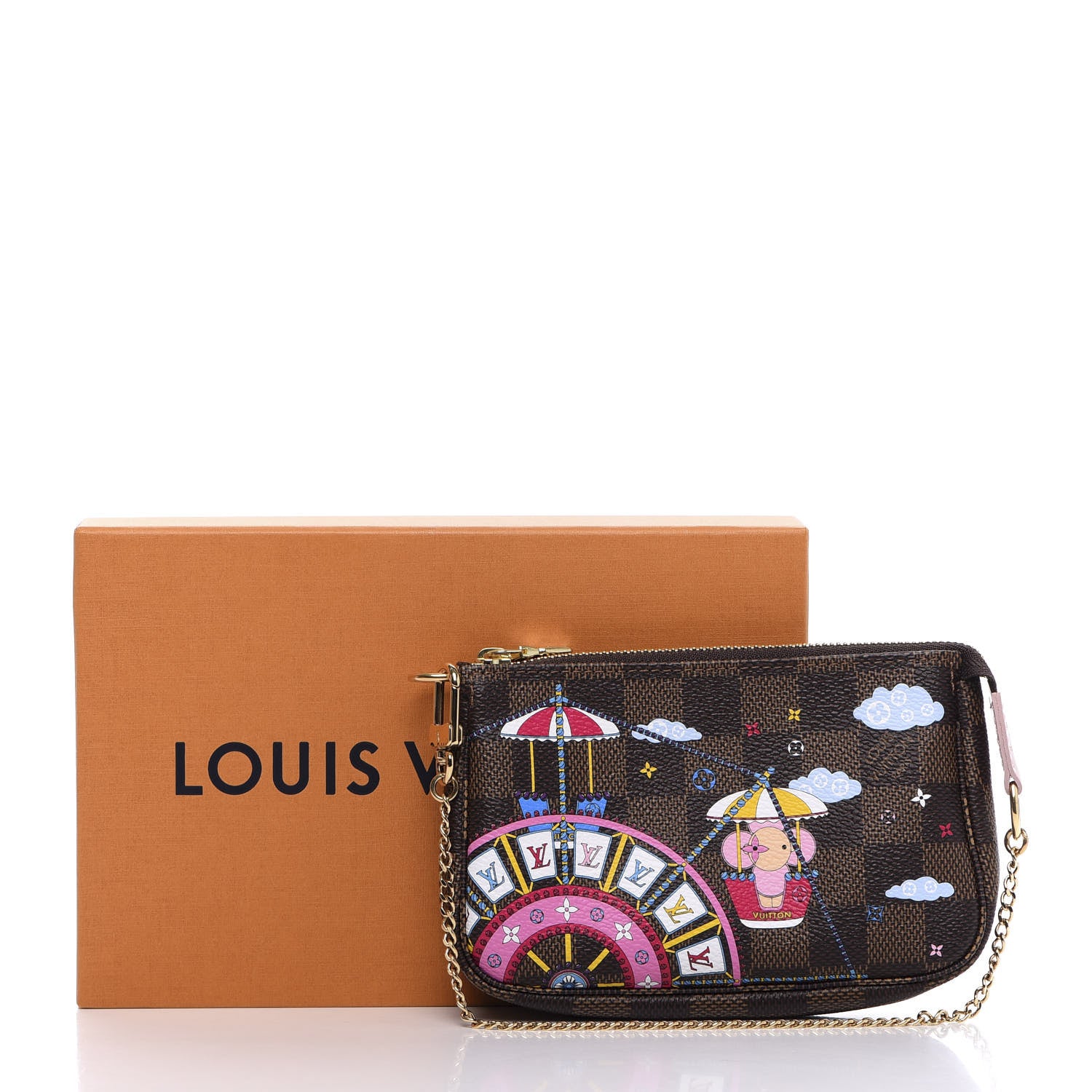 Louis Vuitton Damier Ebene 2020 Christmas Animation Big Wheel Mini Pochette Accessories Rose Ballerine 9 of 9