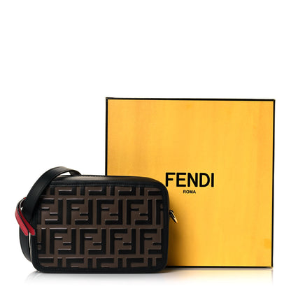 Fendi Vitello Century Bi-Color FF 1974 Embossed Mini Camera Case Maya Black 14 of 14
