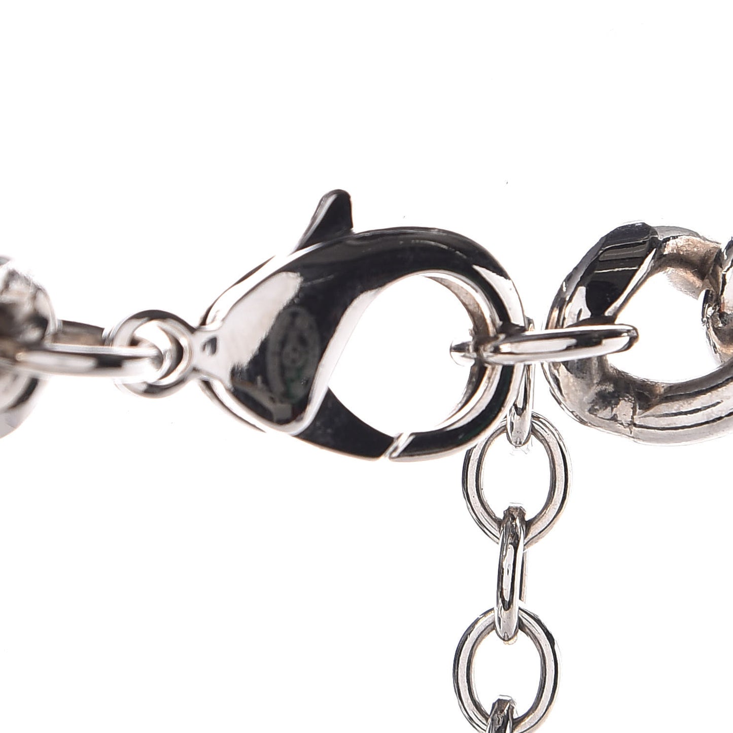 Resin CC Oversized Padlock Chain Necklace Silver Pearly White