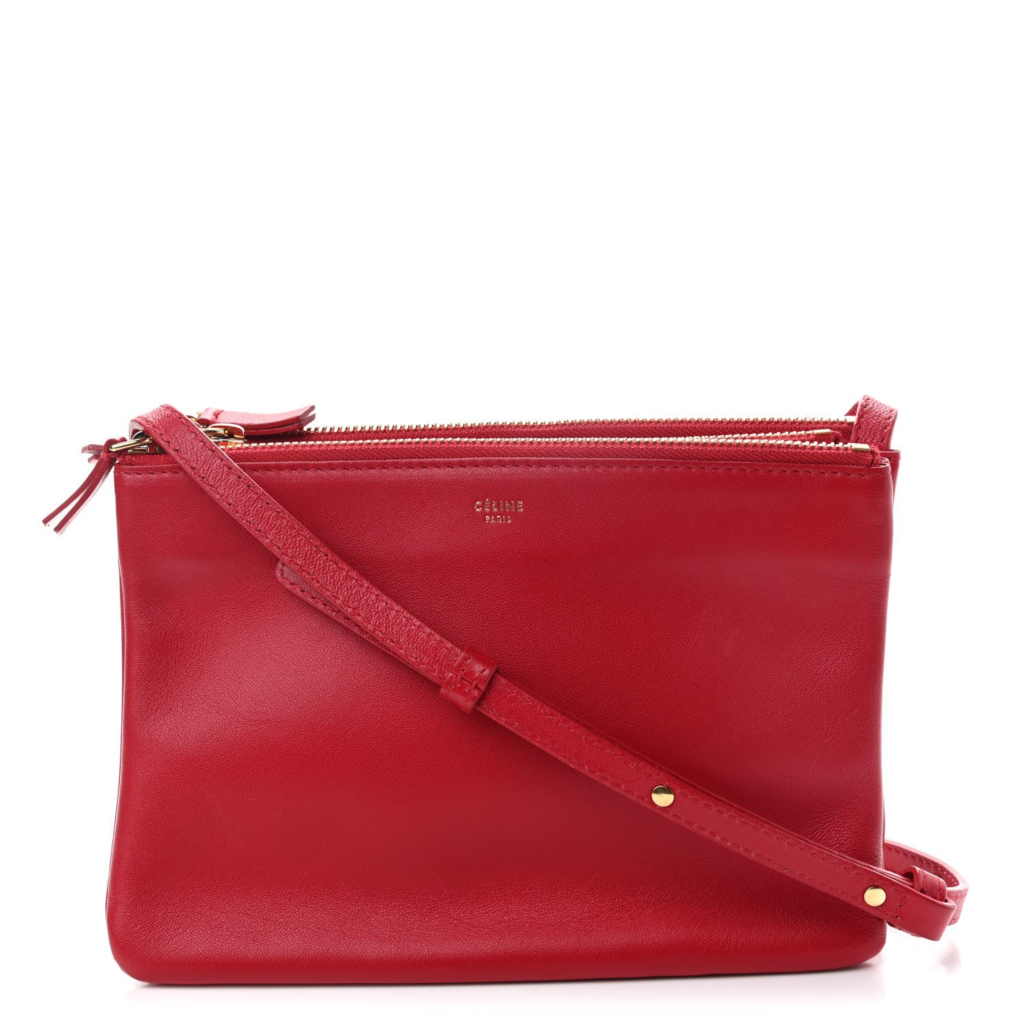 Celine Lambskin Small Trio Crossbody Bag Red 1 of 8