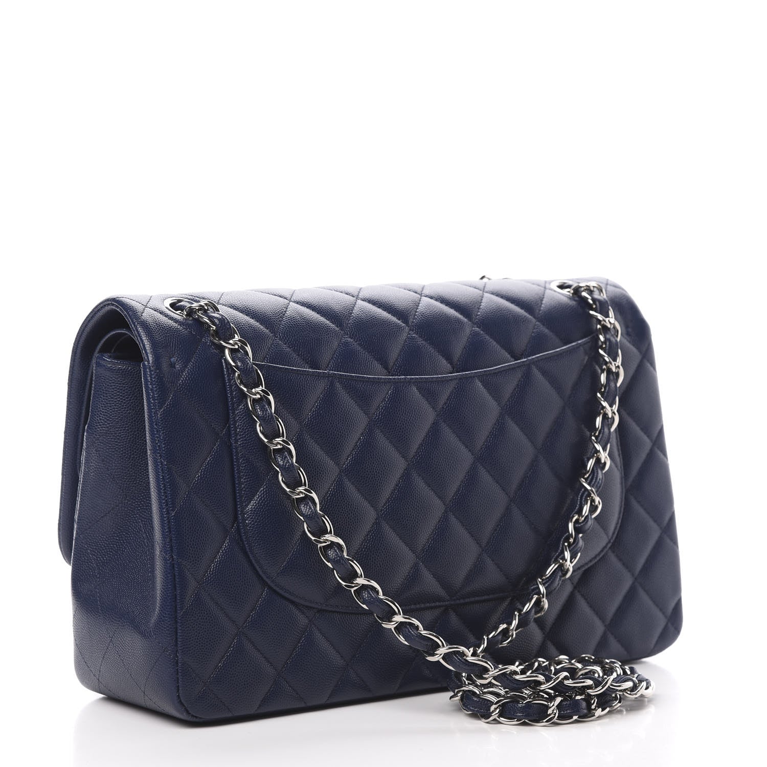 Chanel Caviar Quilted Jumbo Double Flap Navy Blue 3 of 12