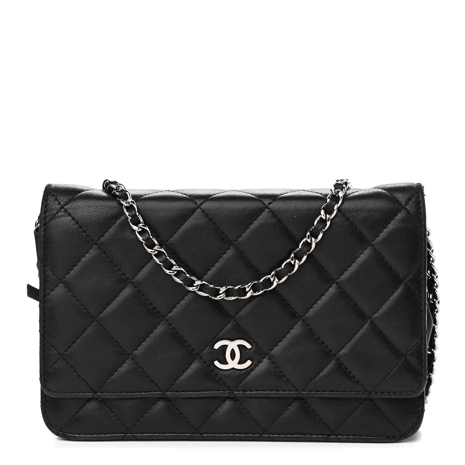 Chanel Lambskin Quilted Wallet On Chain WOC Black 1 of 14
