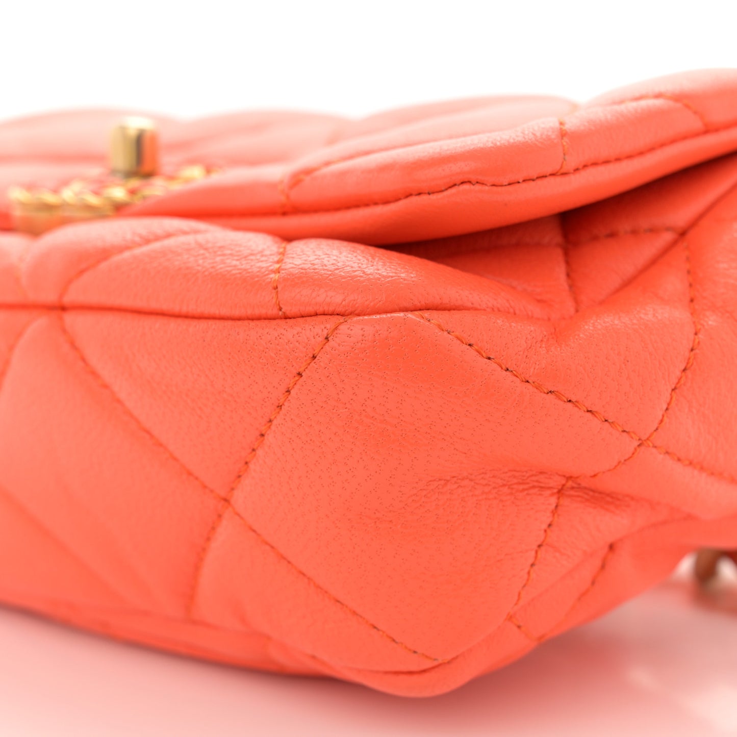 Lambskin Quilted Chanel 19 Waist Bag Orange