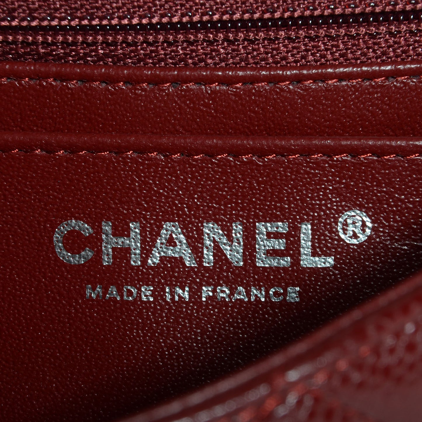 Caviar Quilted Mini Rectangular Flap Dark Red