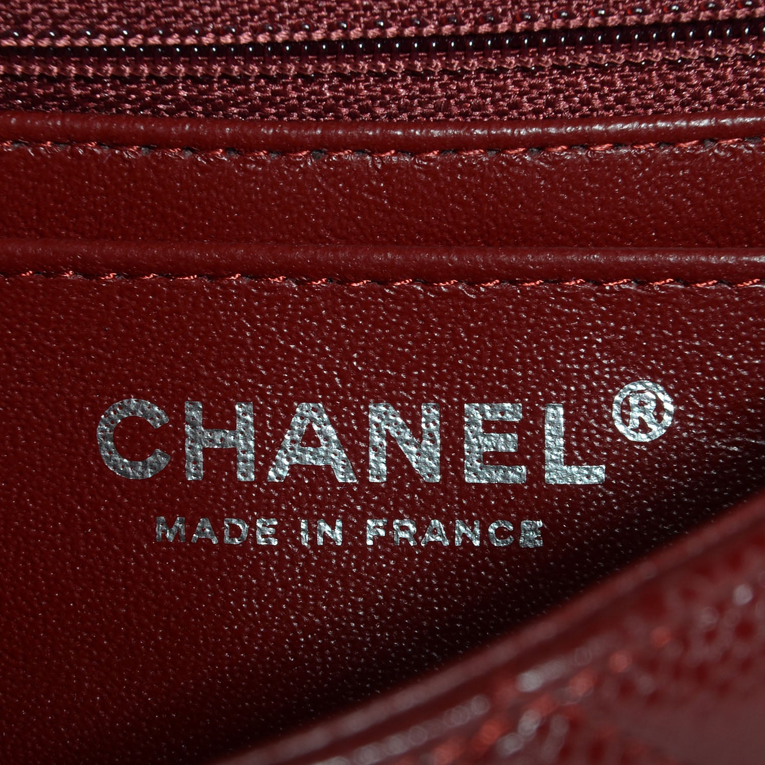 Chanel Caviar Quilted Mini Rectangular Flap Dark Red 7 of 9