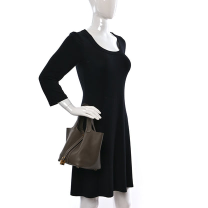 Hermes Taurillon Clemence Picotin Lock 18 PM Etoupe 2 of 10