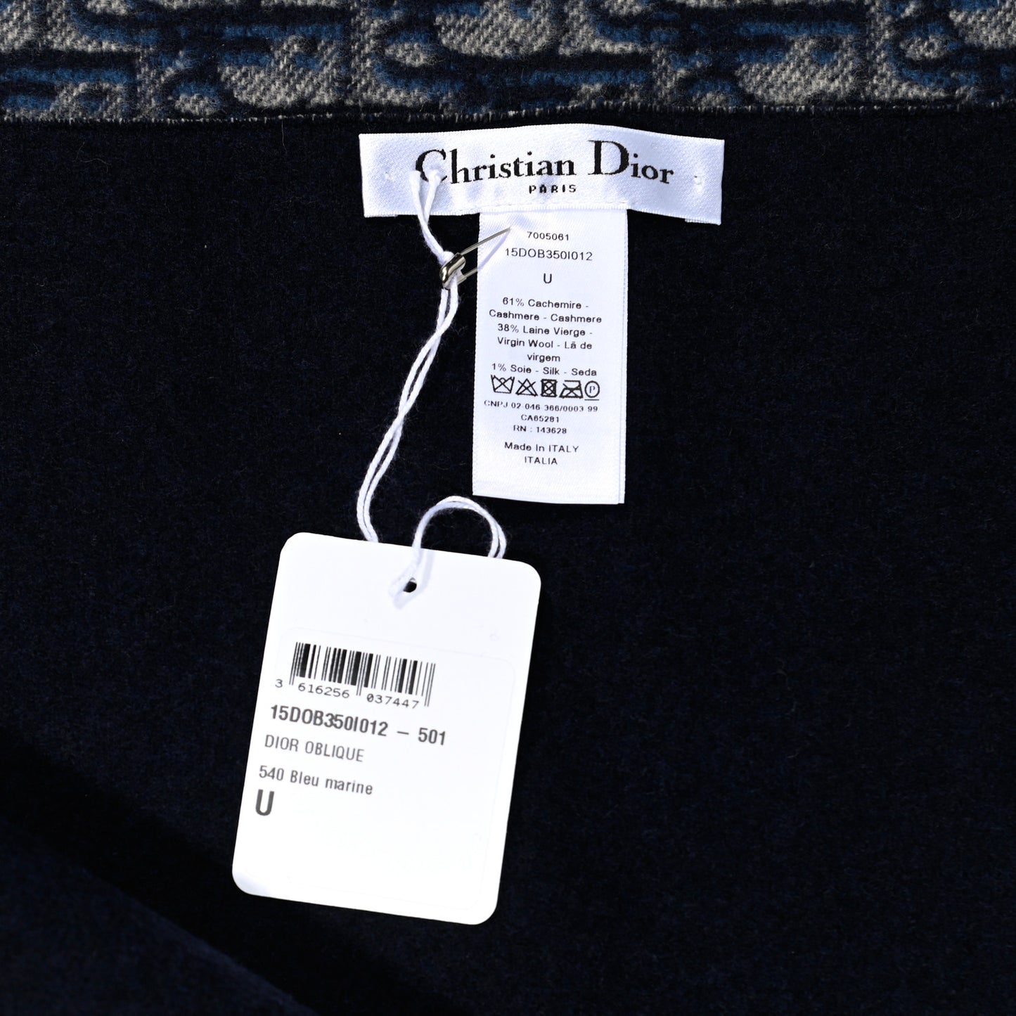 Cashmere Wool CD Oblique Throw Blanket Blue