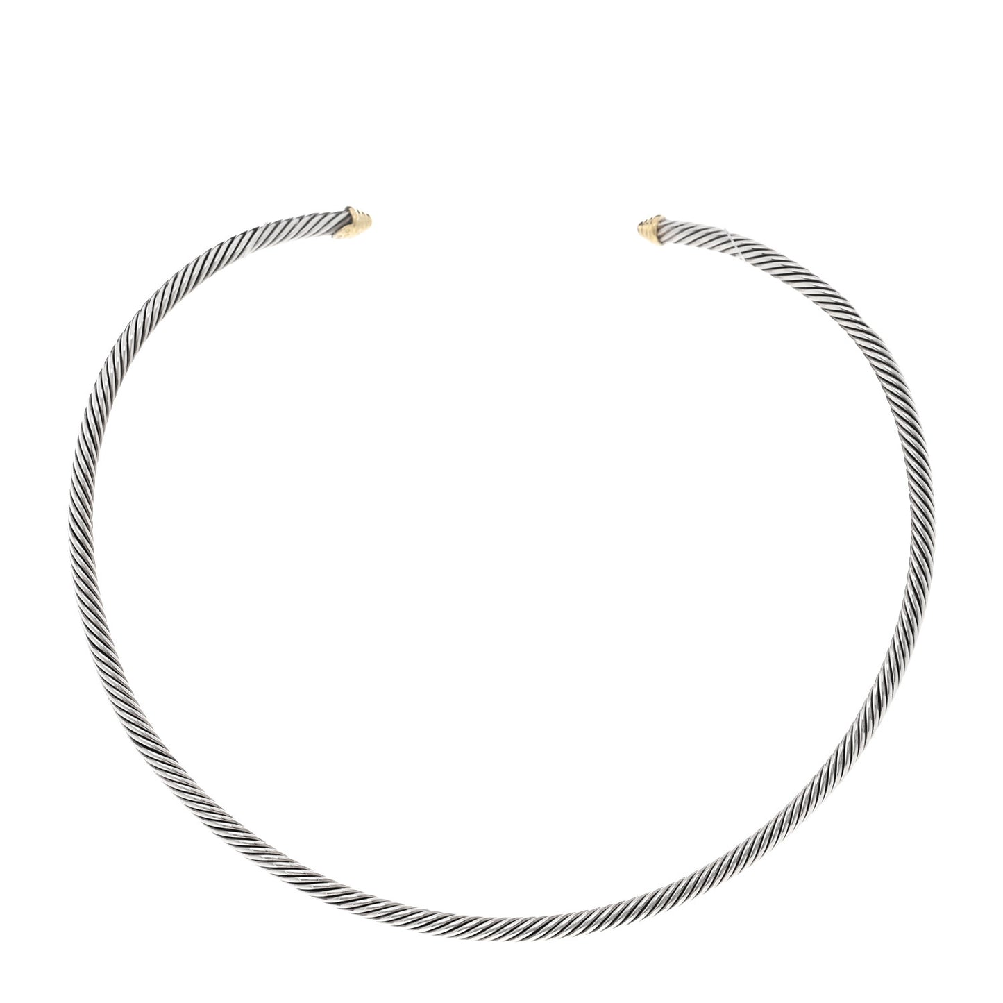 Sterling Silver 18K Yellow Gold 4mm Cable Choker Necklace