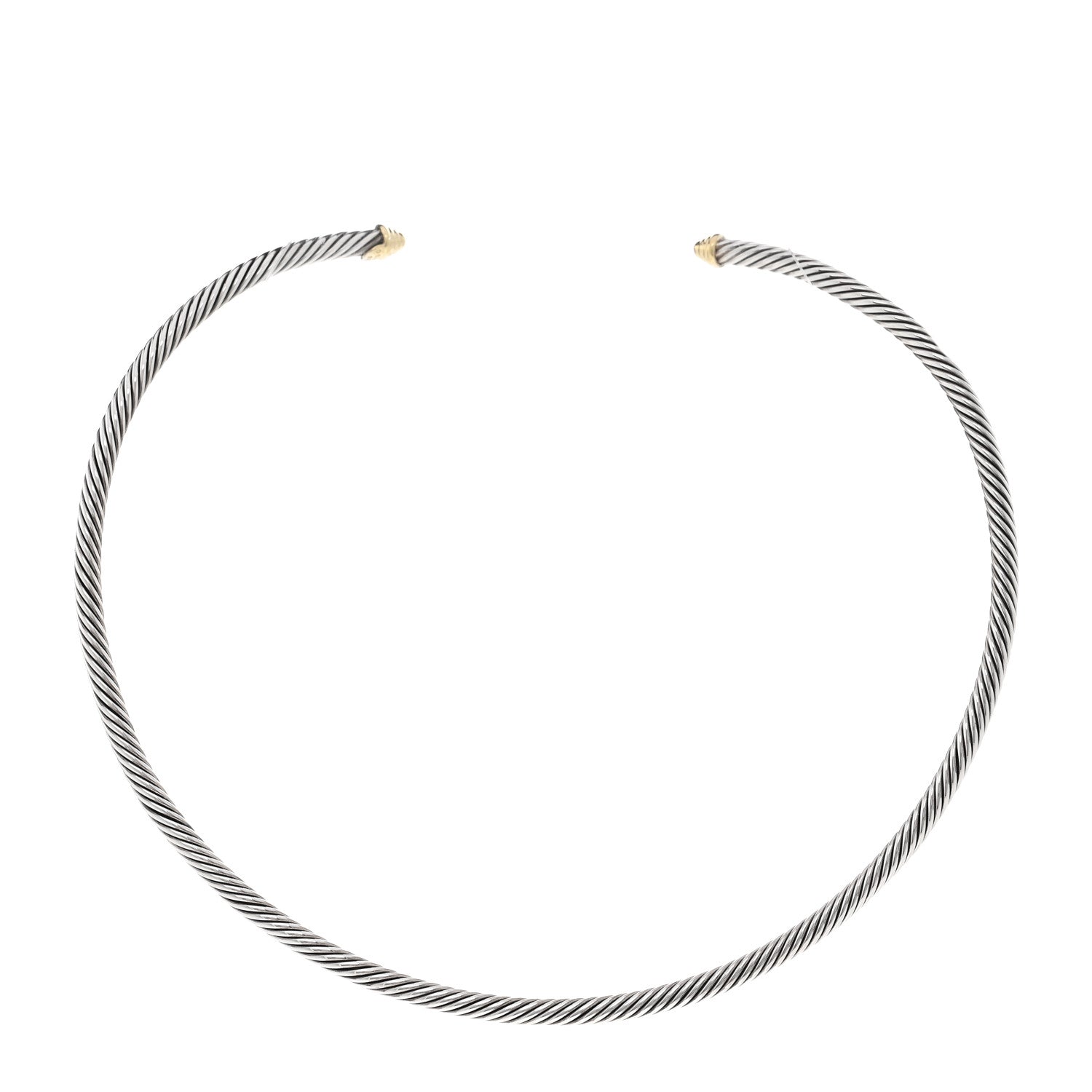David Yurman Sterling Silver 18K Yellow Gold 4mm Cable Choker Necklace 1 of 4