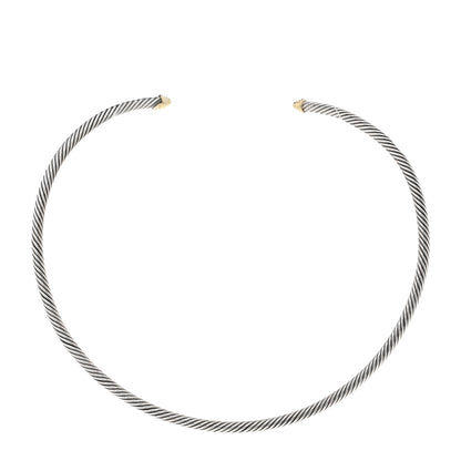 David Yurman Sterling Silver 18K Yellow Gold 4mm Cable Choker Necklace 1 of 4