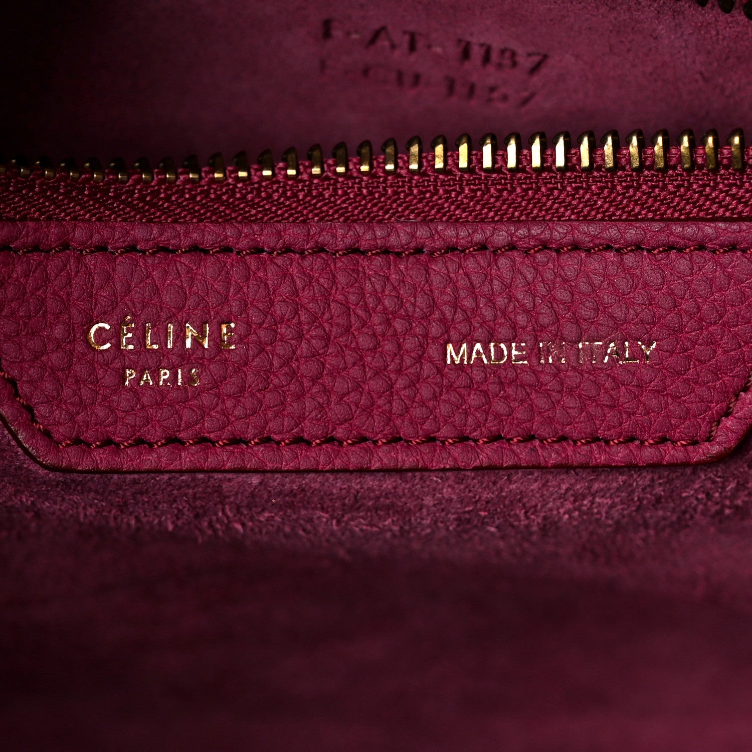 Celine Drummed Calfskin Micro Luggage Plum 6 of 12