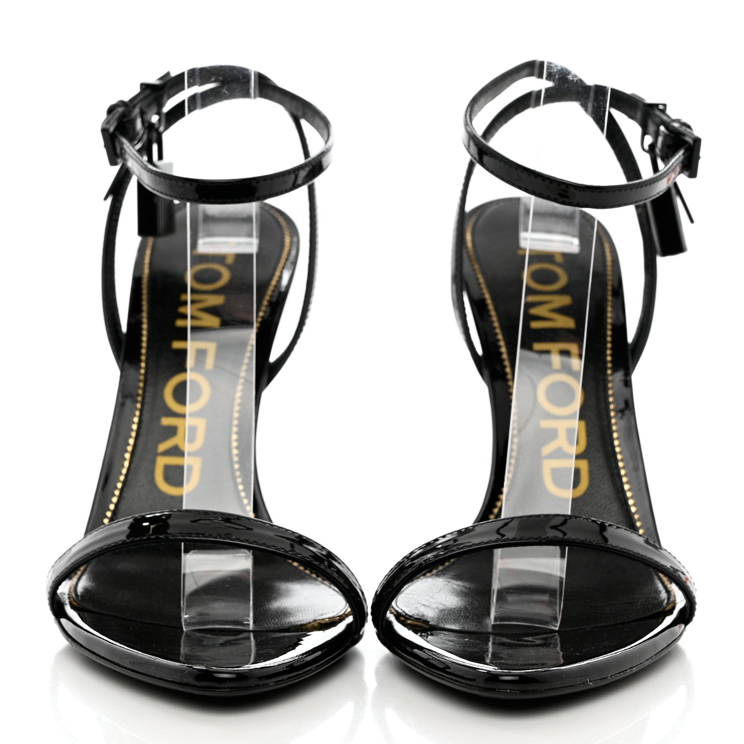 Tom Ford Patent Padlock Stiletto 105mm Sandals 37.5 Black 2 of 9