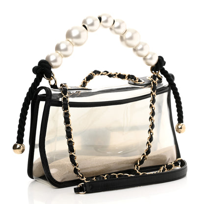 Chanel Lambskin PVC Sand By The Sea Flap With Pearl Strap Black 3 of 11