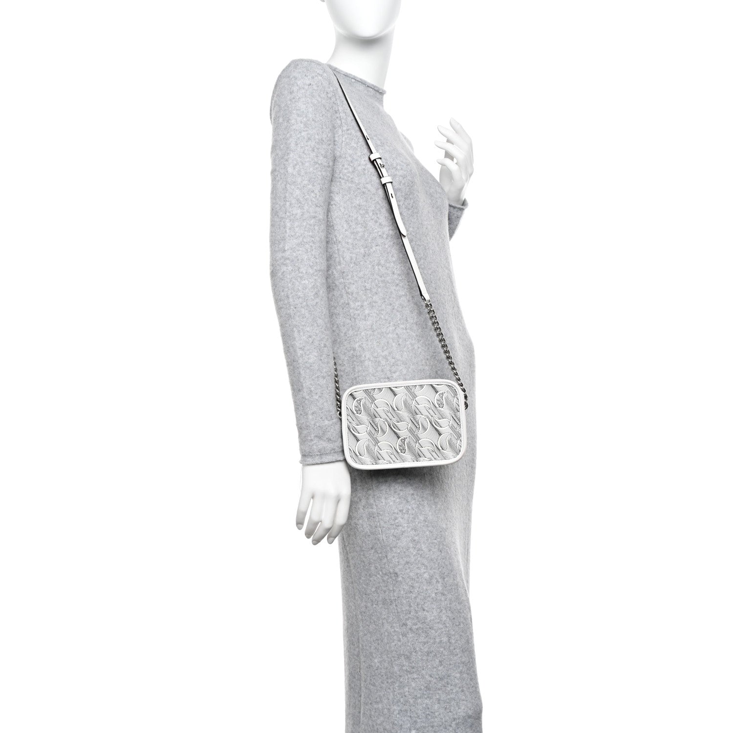 Christian Louboutin Calfskin Small Loubinth Radioloubi White Black 2 of 12