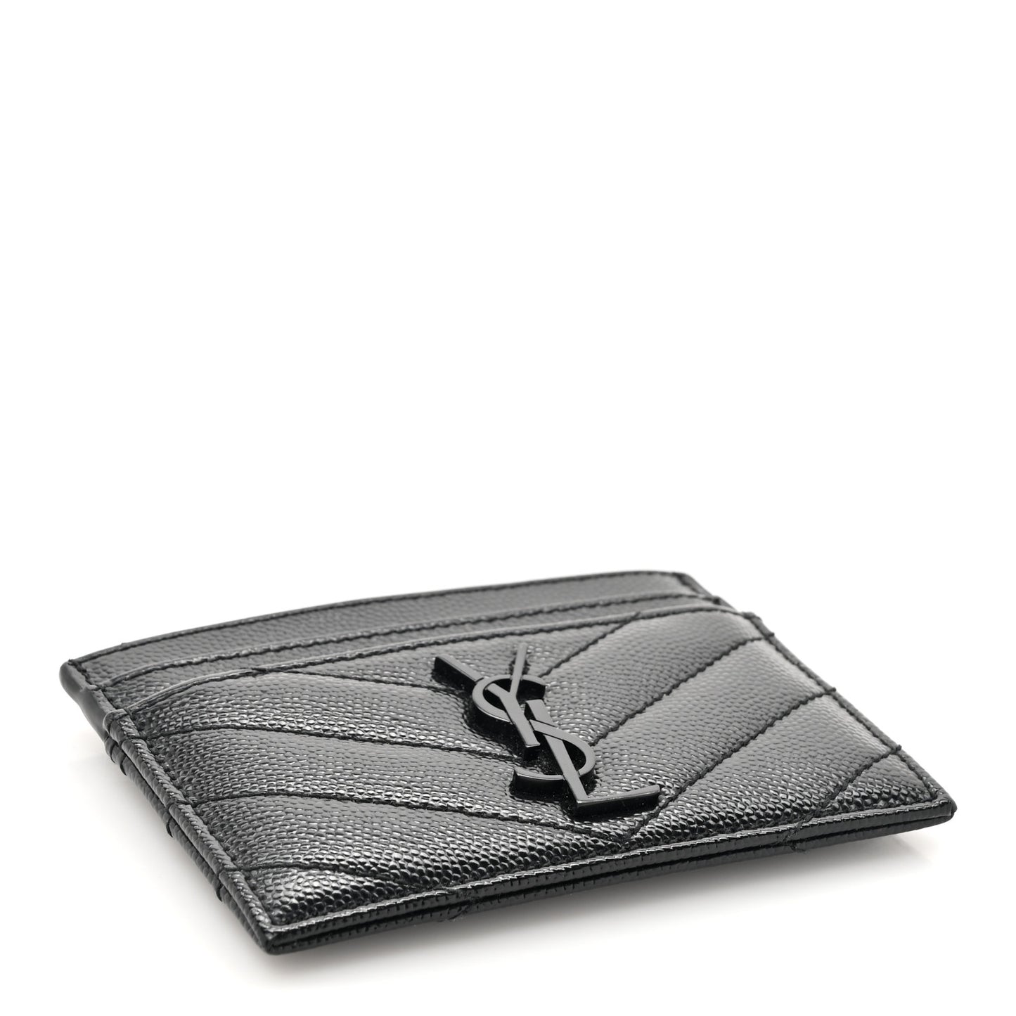 Grain De Poudre Matelasse Chevron Monochrome Monogram Credit Card Case Black