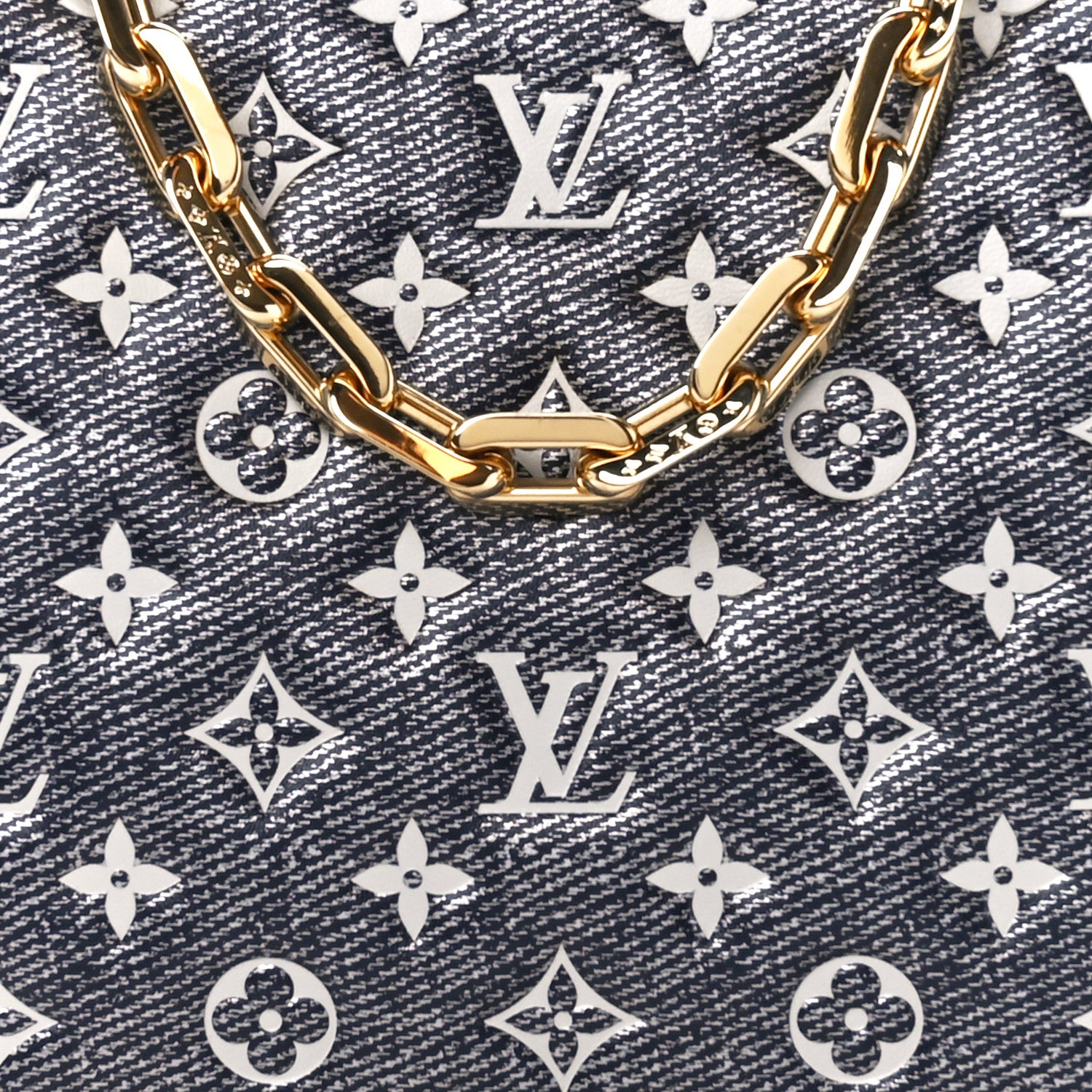 Louis Vuitton Lambskin Printed Monoglam Coussin PM Blue 8 of 10