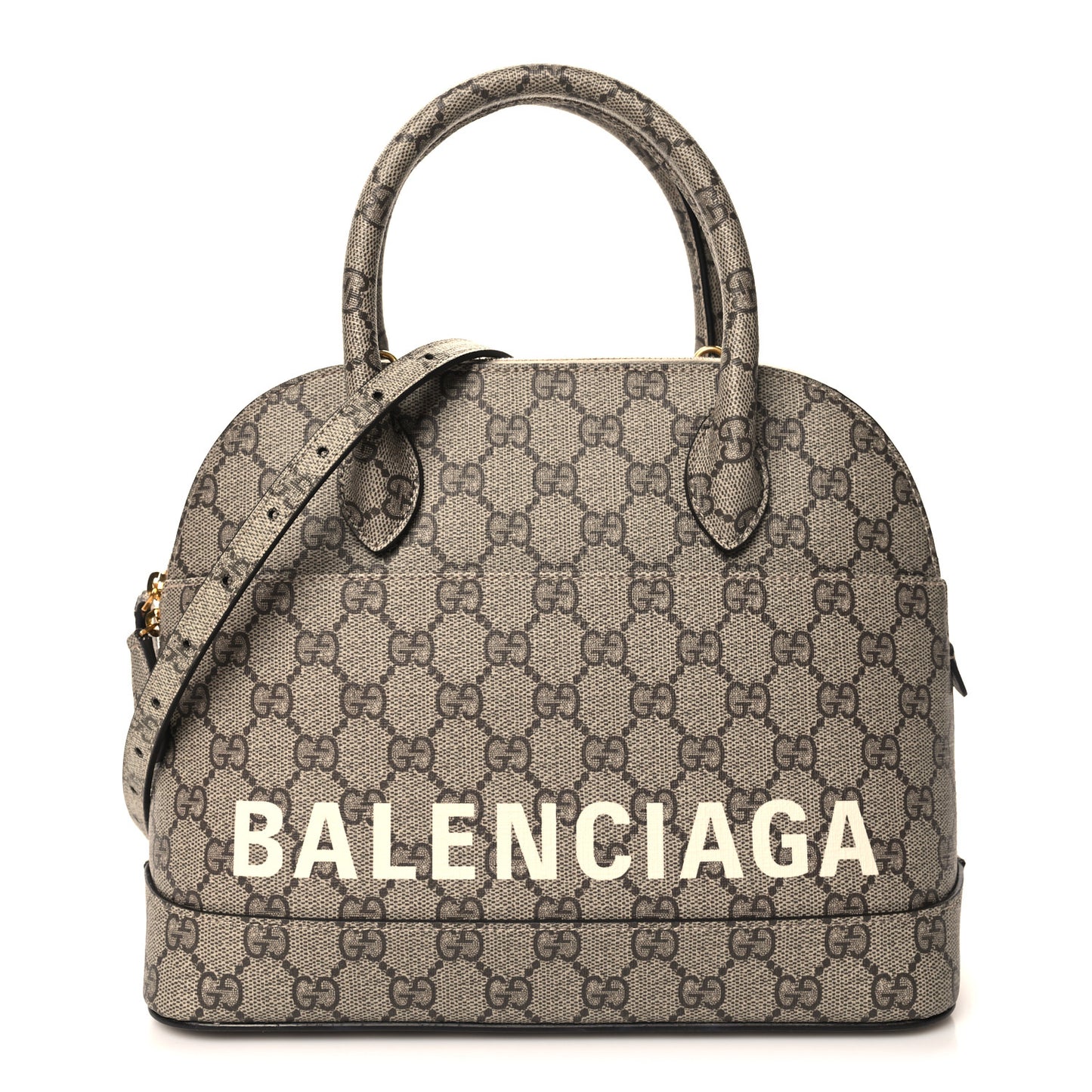X GUCCI GG Supreme Monogram Small Ville Top Handle Beige Ebony