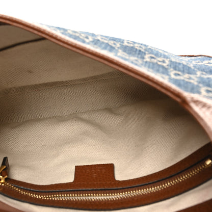 Gucci New Denim GG Monogram Calfskin Small Jackie 1961 Hobo Blue Tea Cuir 5 of 10