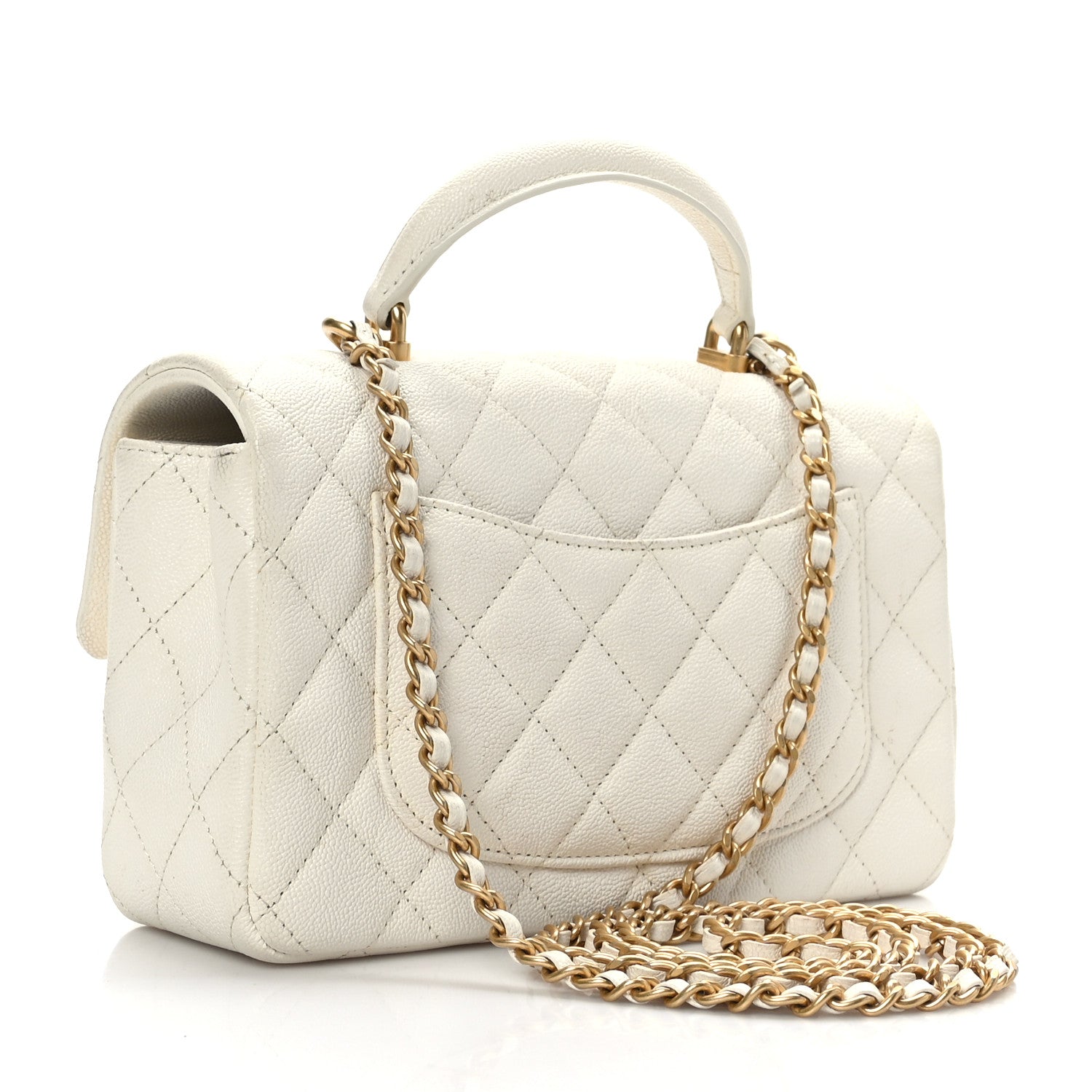 Chanel Caviar Quilted Mini Top Handle Rectangular Flap White 3 of 9