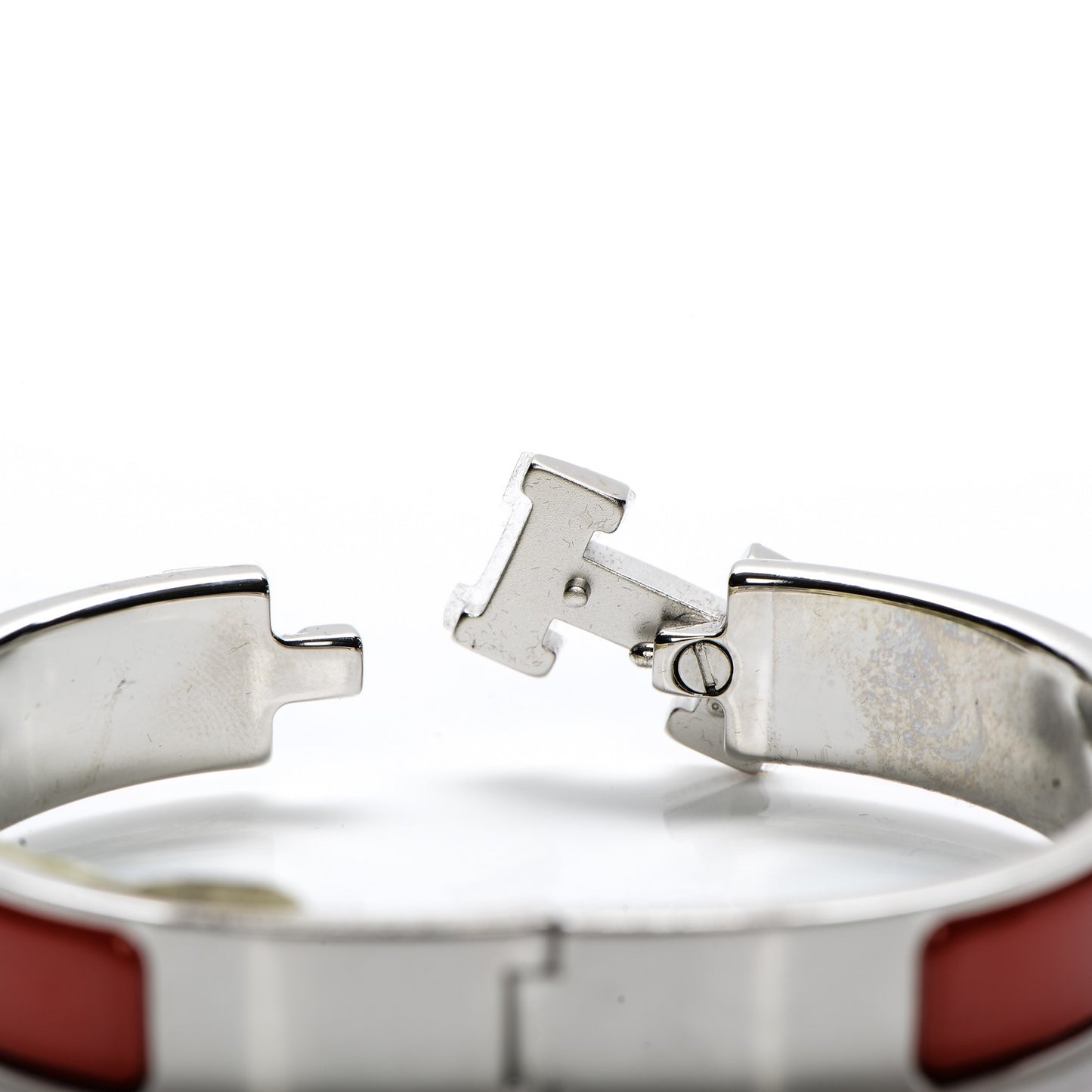Enamel Narrow Clic Clac H Bracelet PM Rouge Vif White