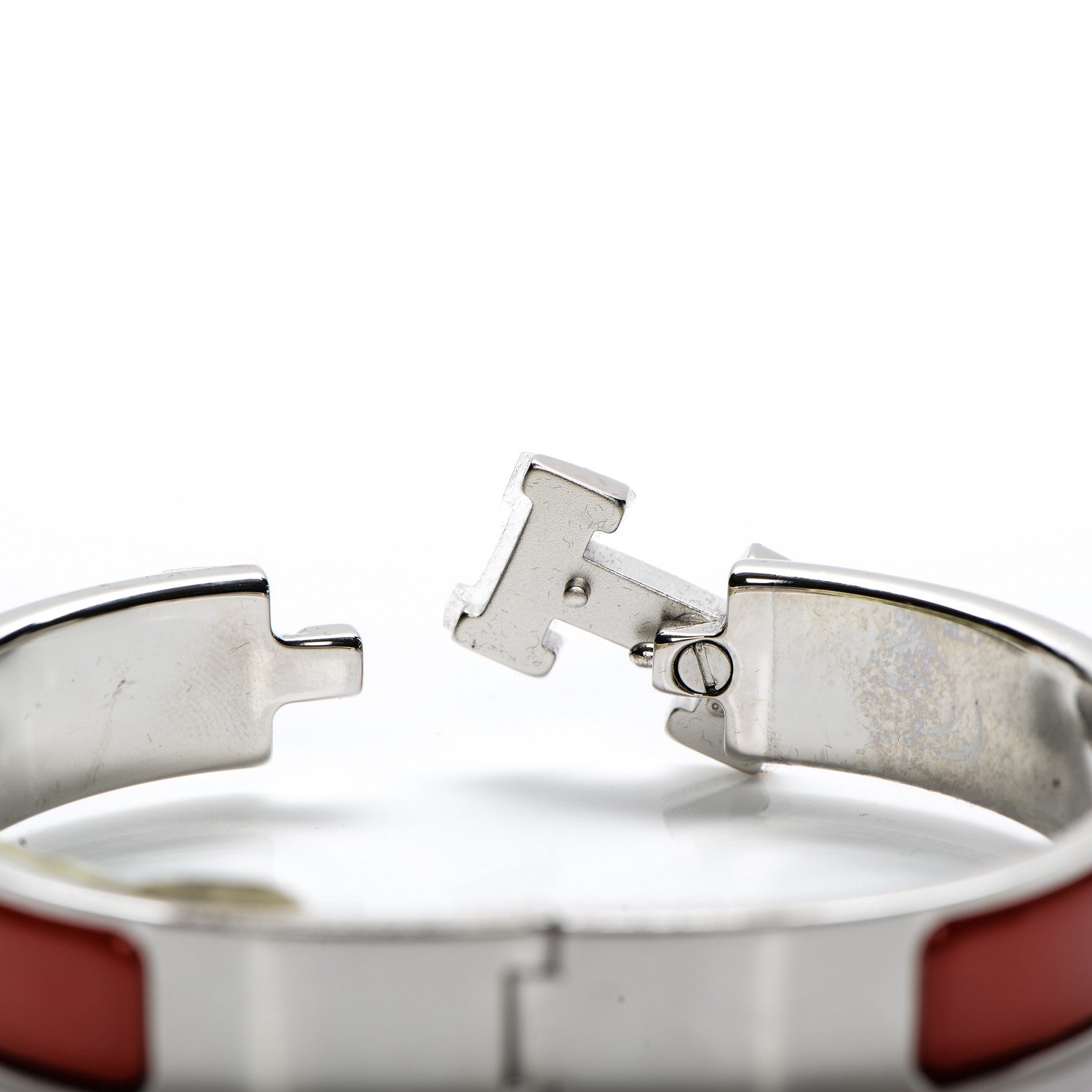 Hermes Enamel Narrow Clic Clac H Bracelet PM Rouge Vif White 4 of 6