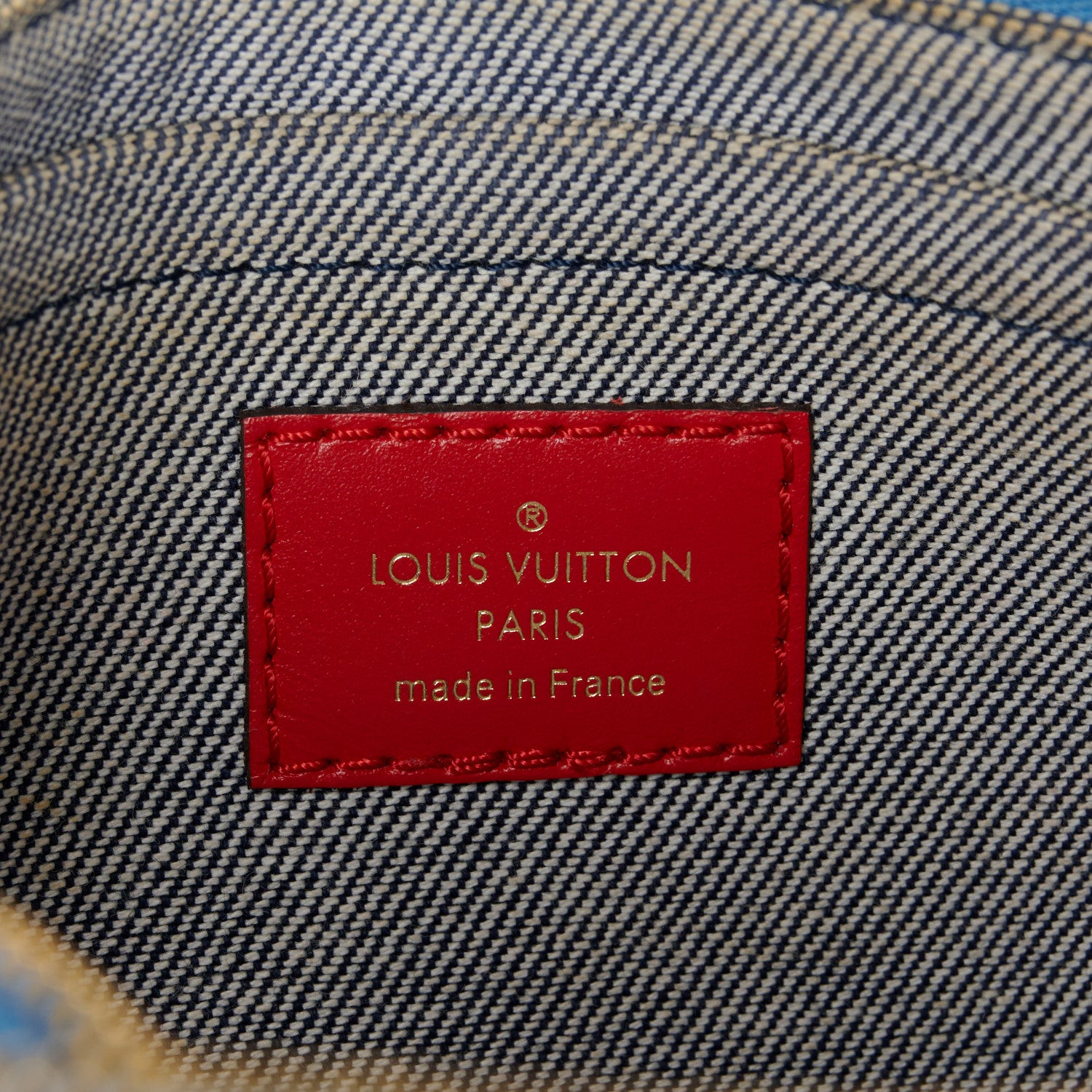 Louis Vuitton Denim Damier Monogram Patchwork Multi Pochette Accessories Blue Rouge 6 of 11