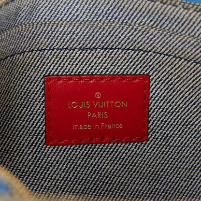 Louis Vuitton Denim Damier Monogram Patchwork Multi Pochette Accessories Blue Rouge 6 of 11