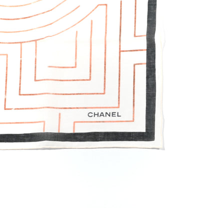Chanel Cotton CC Maze Square Scarf White 3 of 3