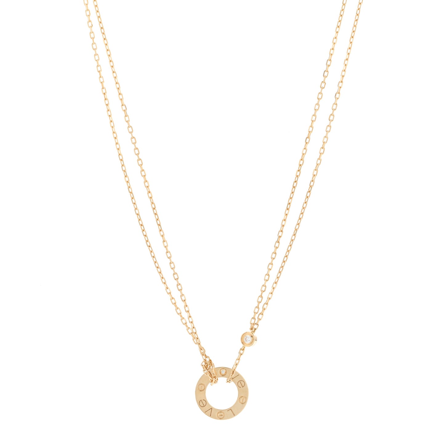 18K Yellow Gold 2 Diamond LOVE Necklace