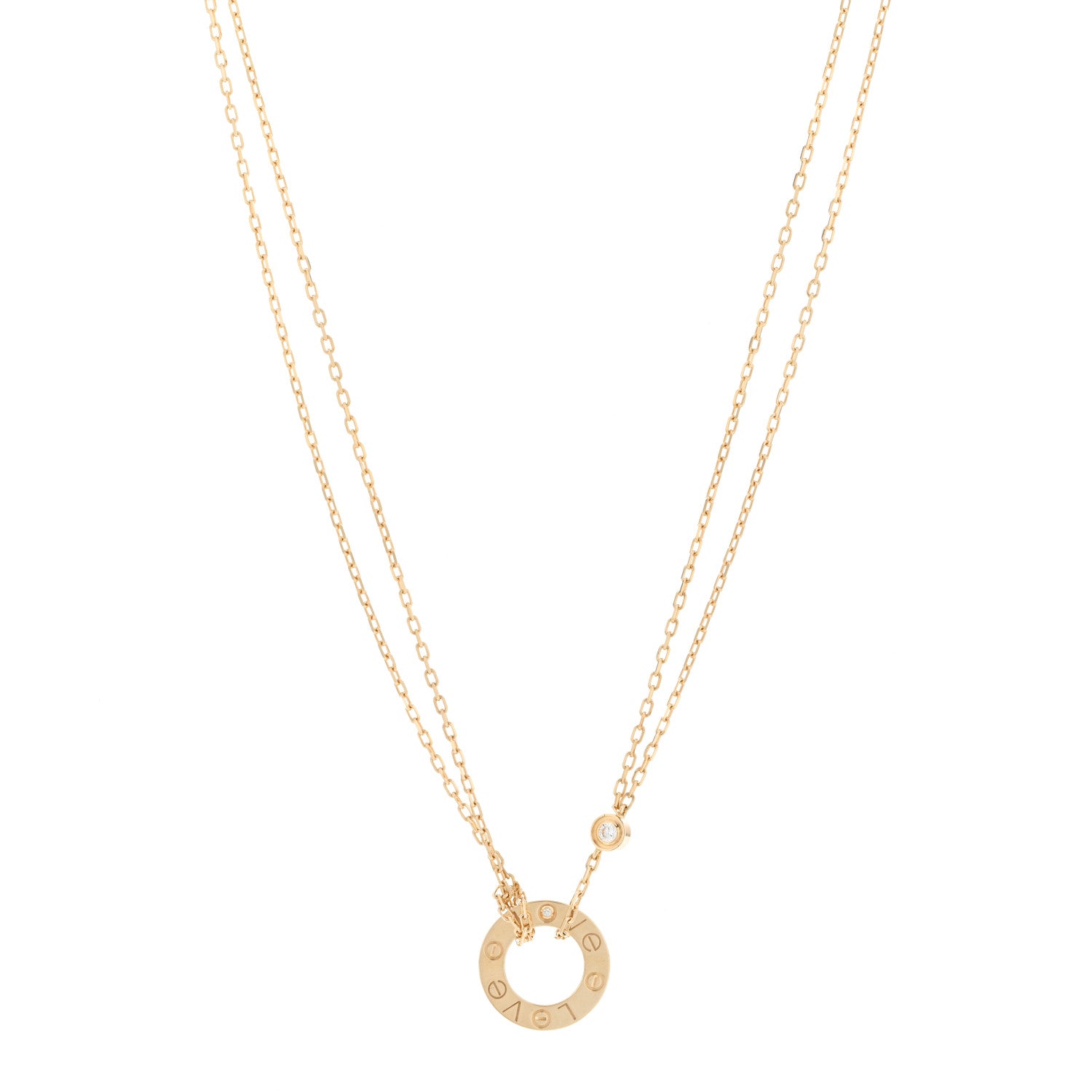 Cartier 18K Yellow Gold 2 Diamond LOVE Necklace 1 of 6