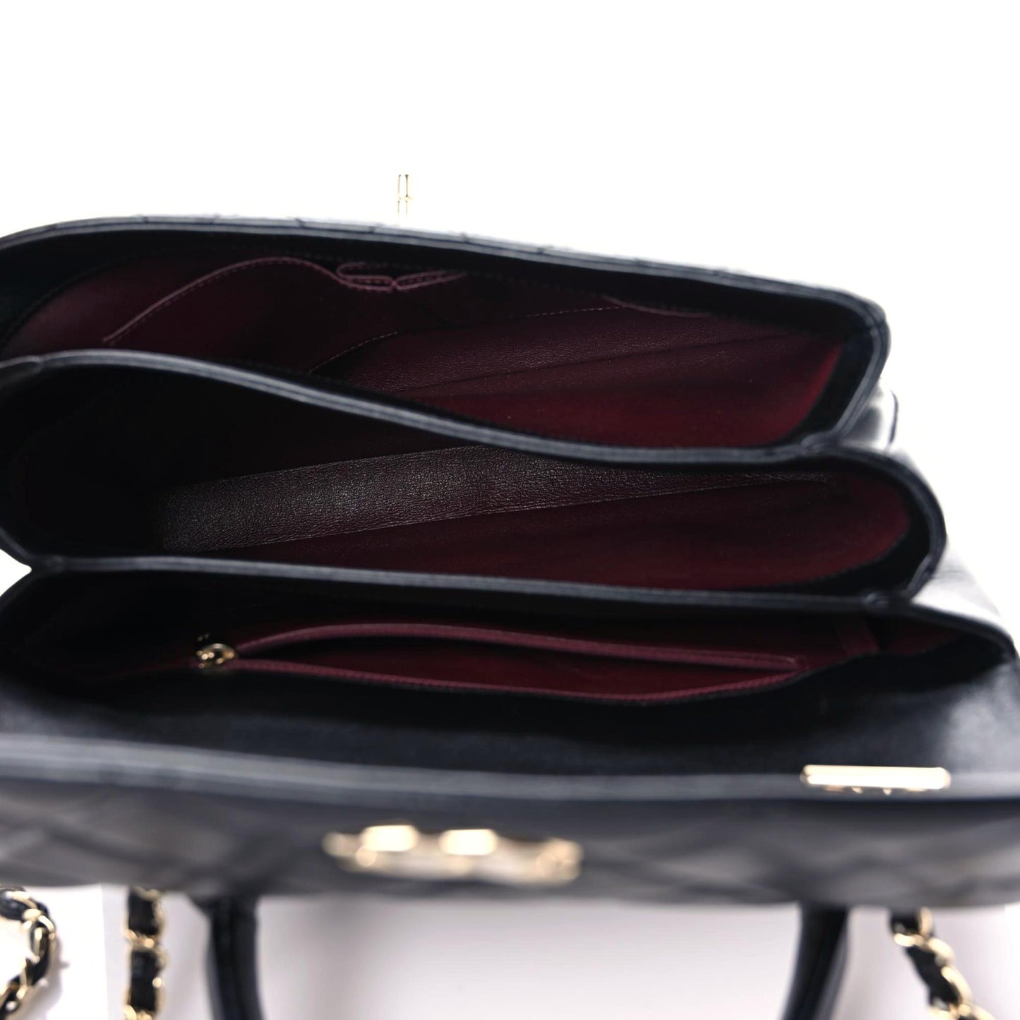Lambskin Quilted Medium Trendy CC Flap Dual Handle Bag Black