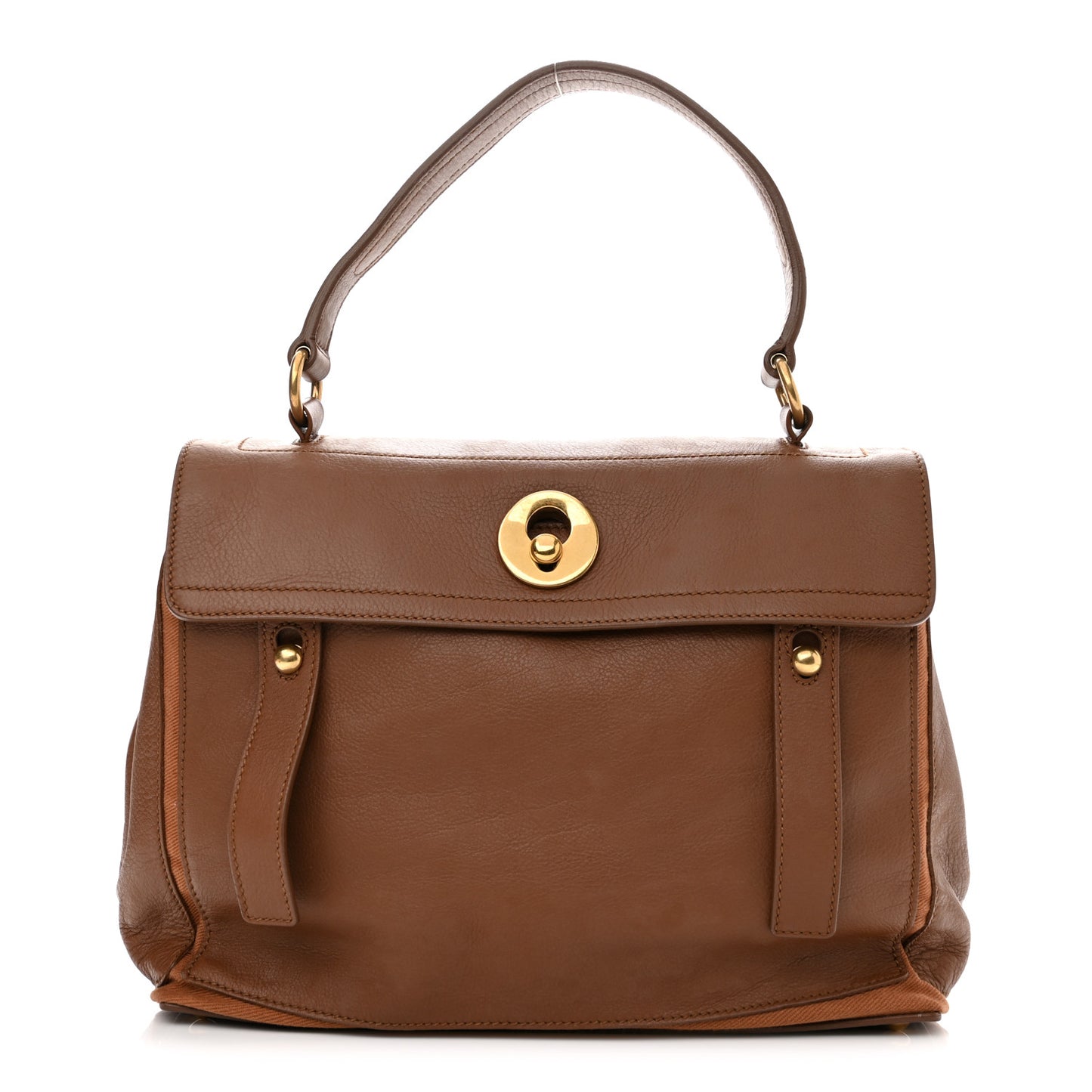 Calfskin Canvas Medium Muse Two Brown