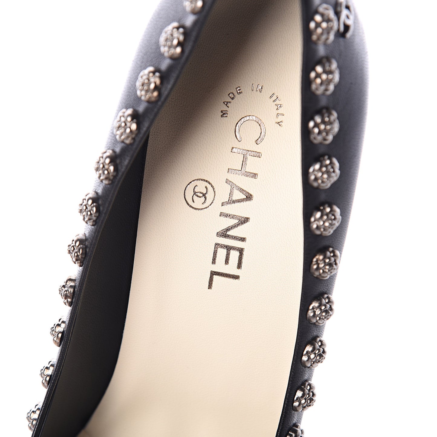 Lambskin Camellia Pumps 41.5 Black