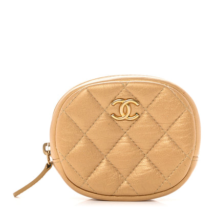 Chanel Metallic Lambskin Quilted Zip Around Classic Coin Purse Gold 1 of 7