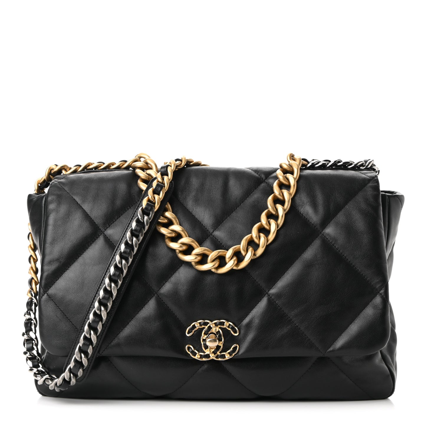 Goatskin Quilted Maxi Chanel 19 Flap Black