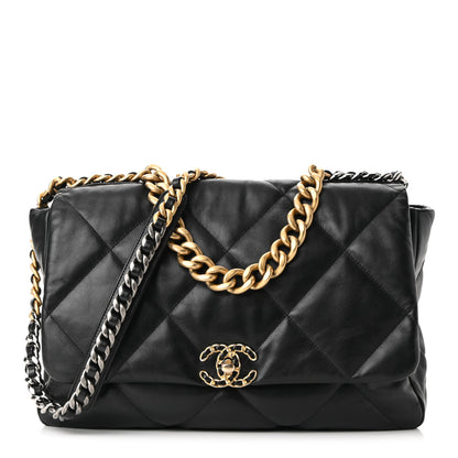 Chanel Goatskin Quilted Maxi Chanel 19 Flap Black 1 of 11