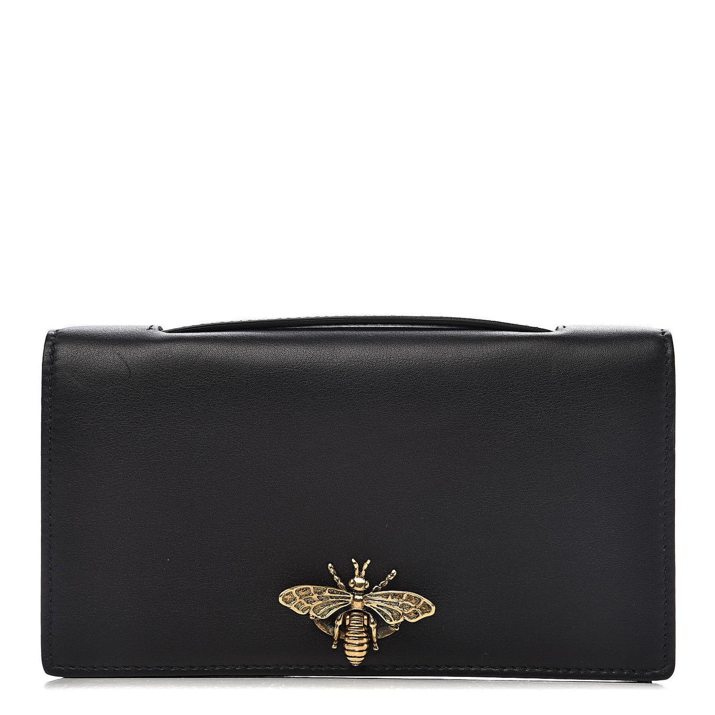 Calfskin Bee Clutch Black