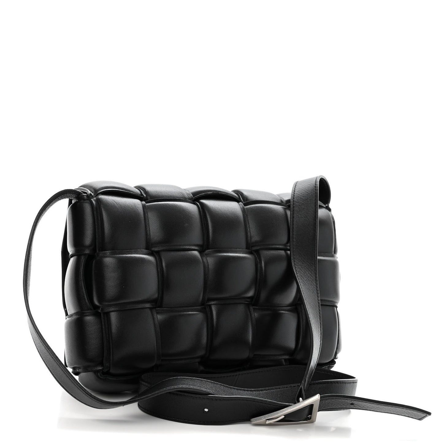 Nappa Maxi Intreccio Padded Cassette Crossbody Bag Black