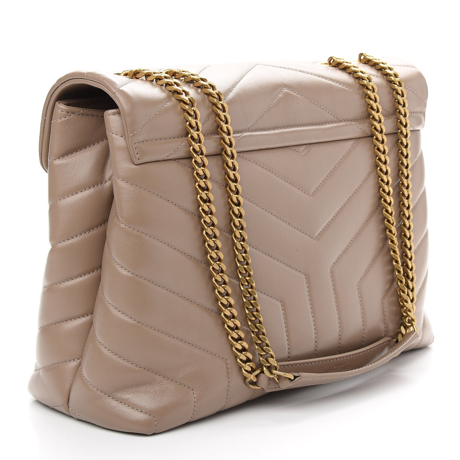 Saint Laurent Calfskin Y Quilted Monogram Medium Loulou Chain Satchel Dusty Grey 3 of 10