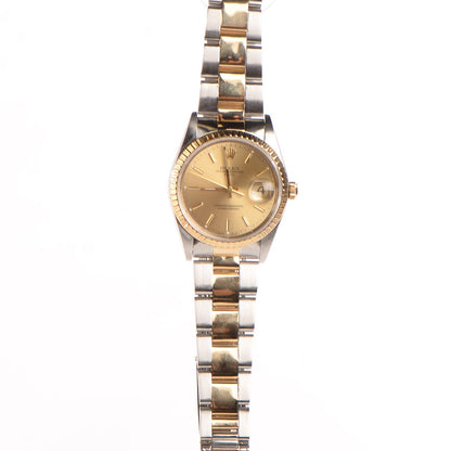 Rolex Stainless Steel 18K Yellow Gold 36mm Oyster Perpetual Datejust Watch Champagne 16233 3 of 9