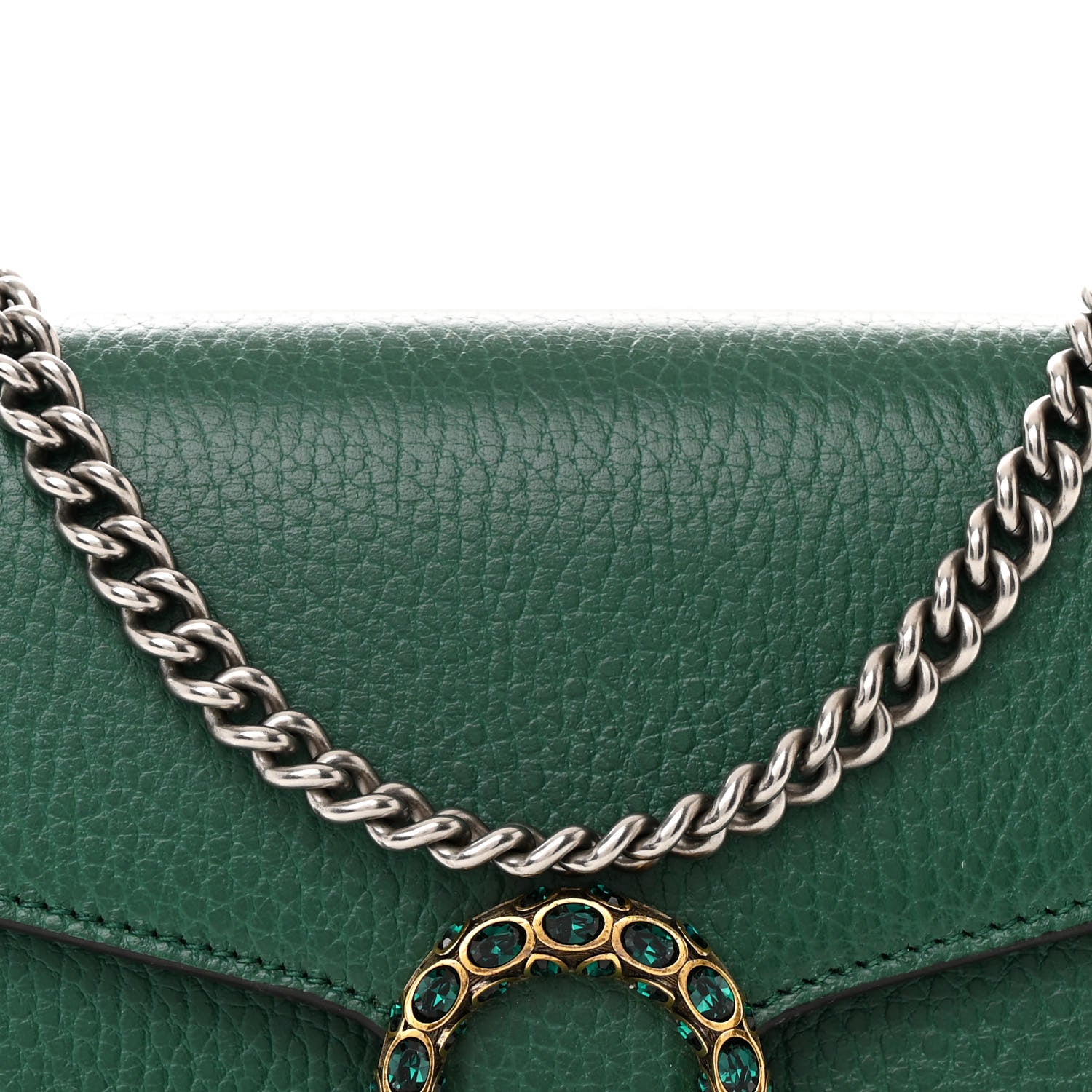 Gucci Calfskin Mini Dionysus Chain Wallet Emerald 10 of 13