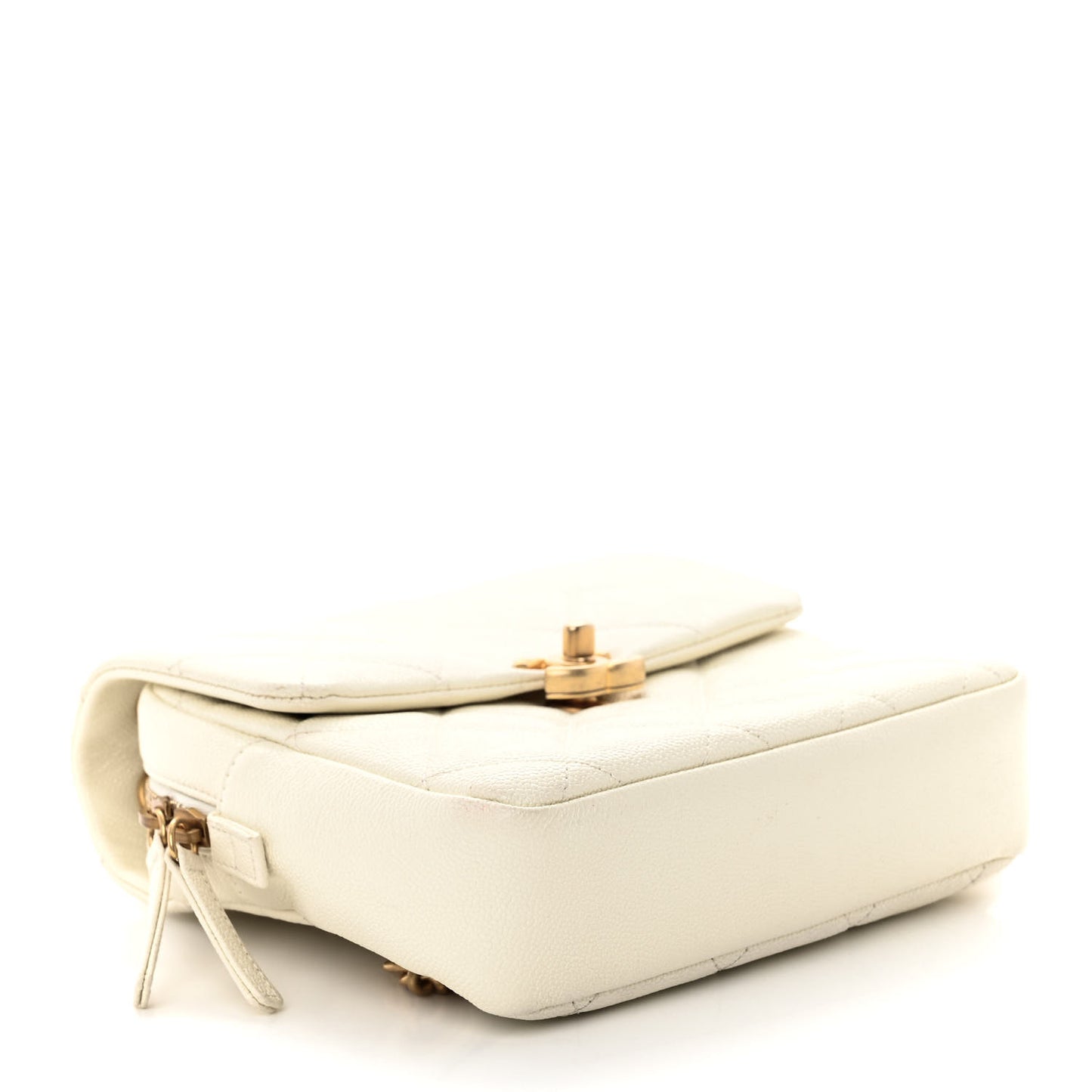 Shiny Caviar Quilted Chain Melody Backpack White