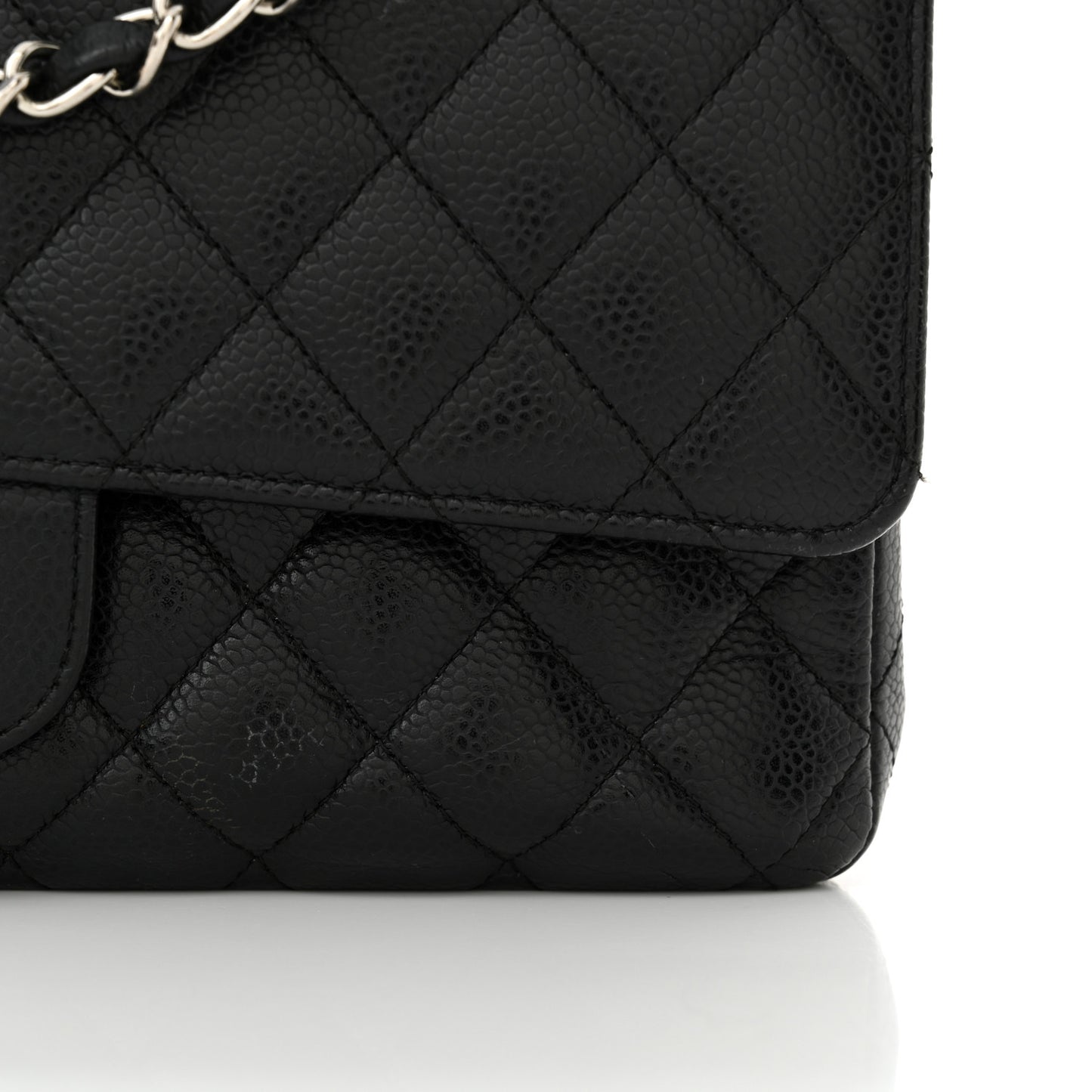 Caviar Quilted Medium Double Flap Black