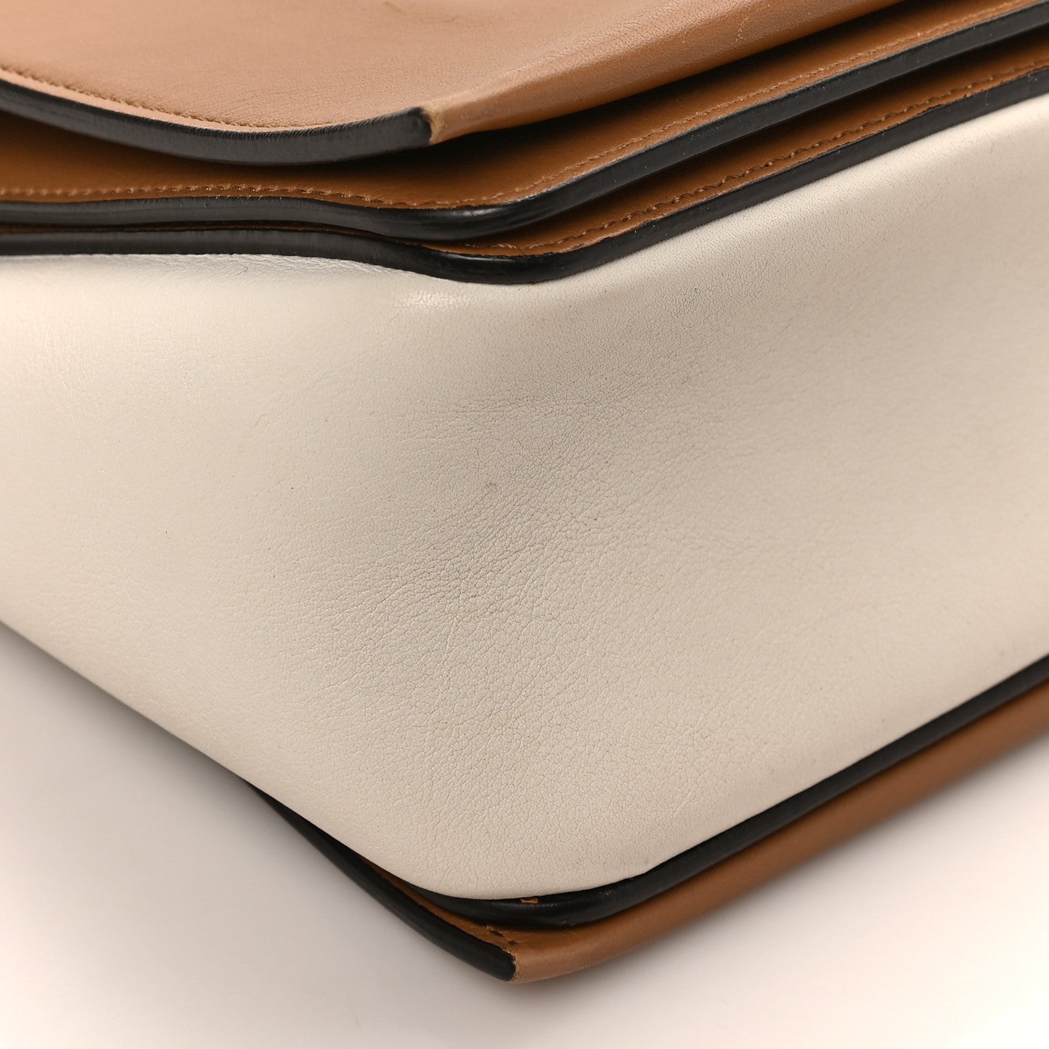 Celine Shiny Smooth Calfskin Medium Frame Shoulder Bag Tan Optic White 8 of 9