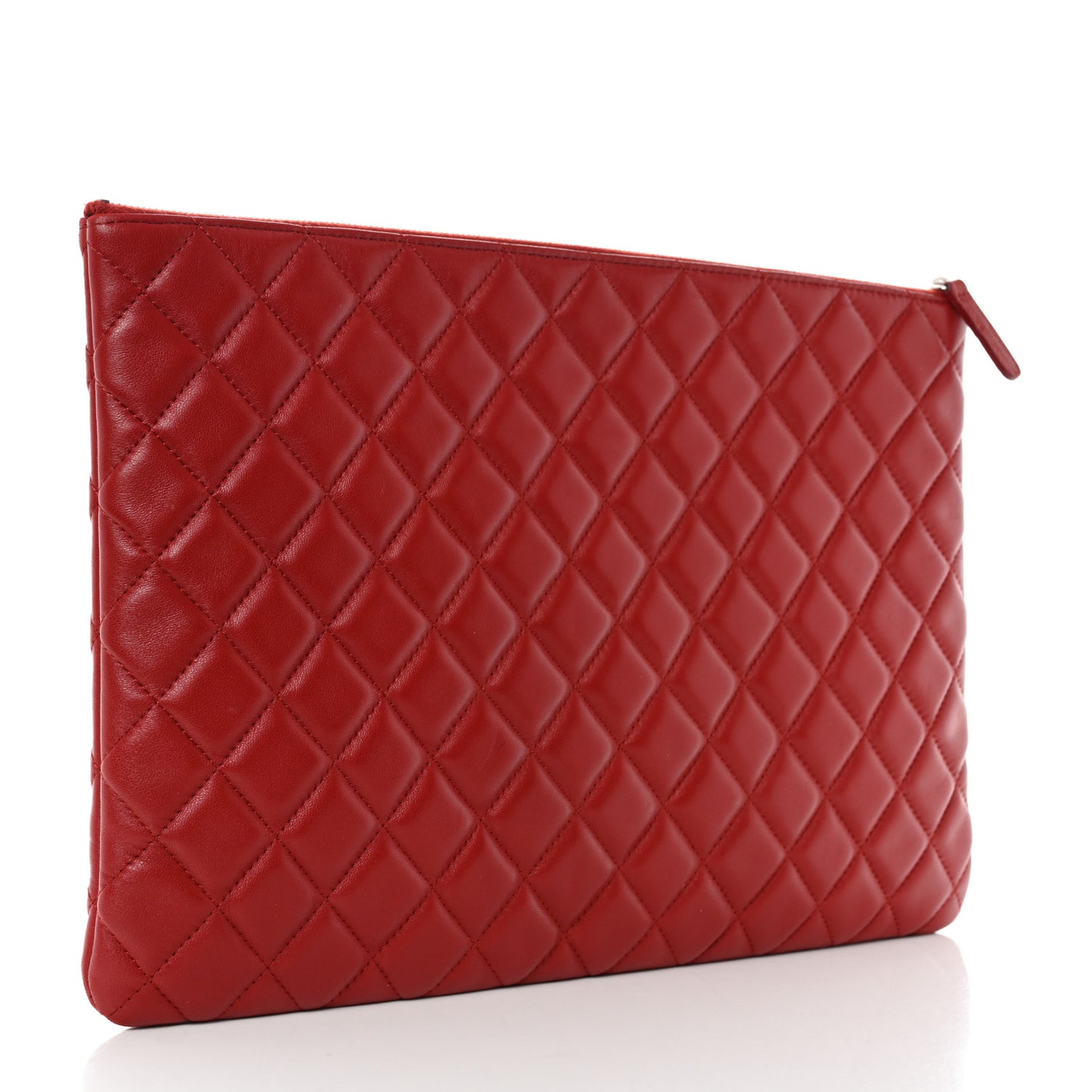 Lambskin Quilted Large Cosmetic Case Red