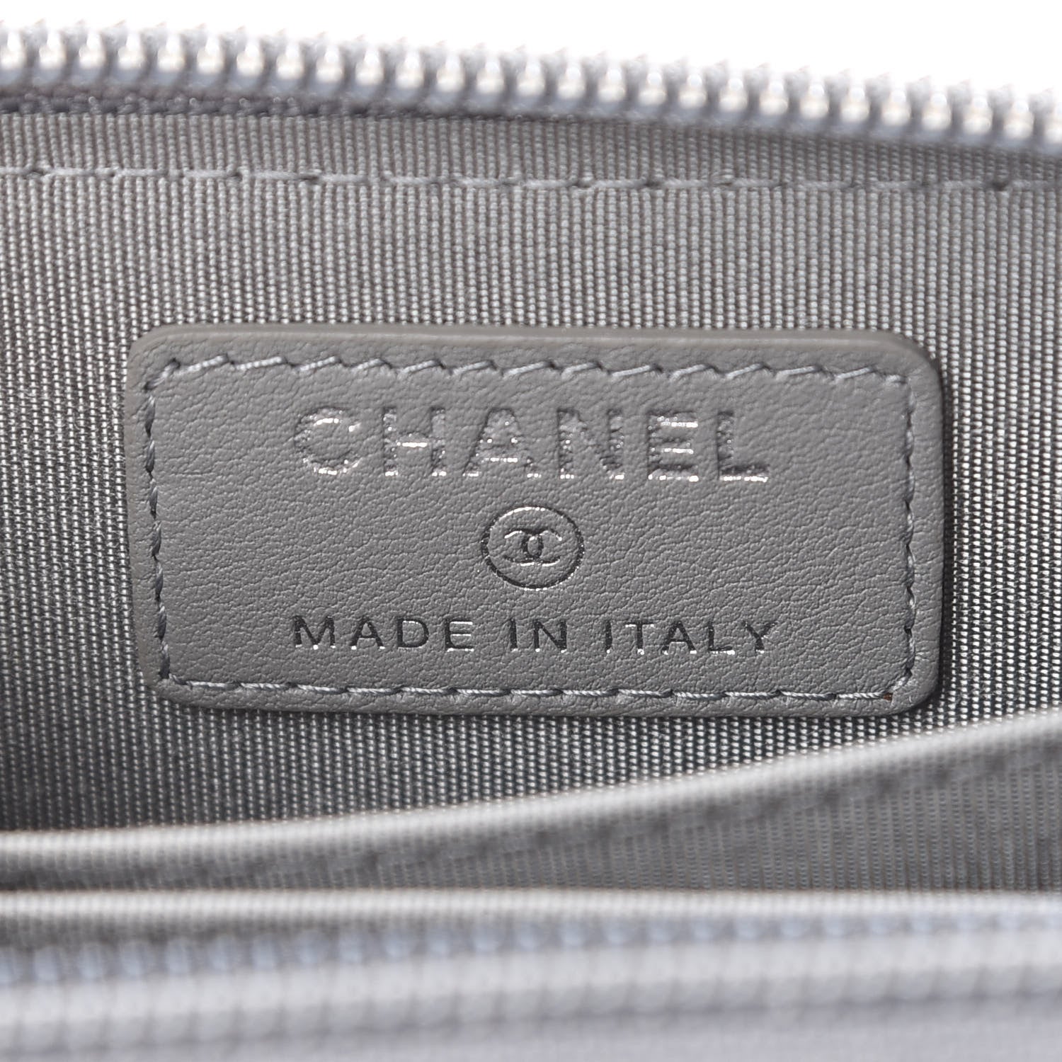 Chanel Lambskin Quilted Boy Zip Around Coin Purse Wallet Grey 5 of 7