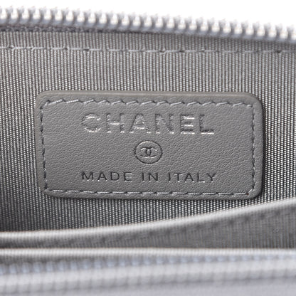 Chanel Lambskin Quilted Boy Zip Around Coin Purse Wallet Grey 5 of 7