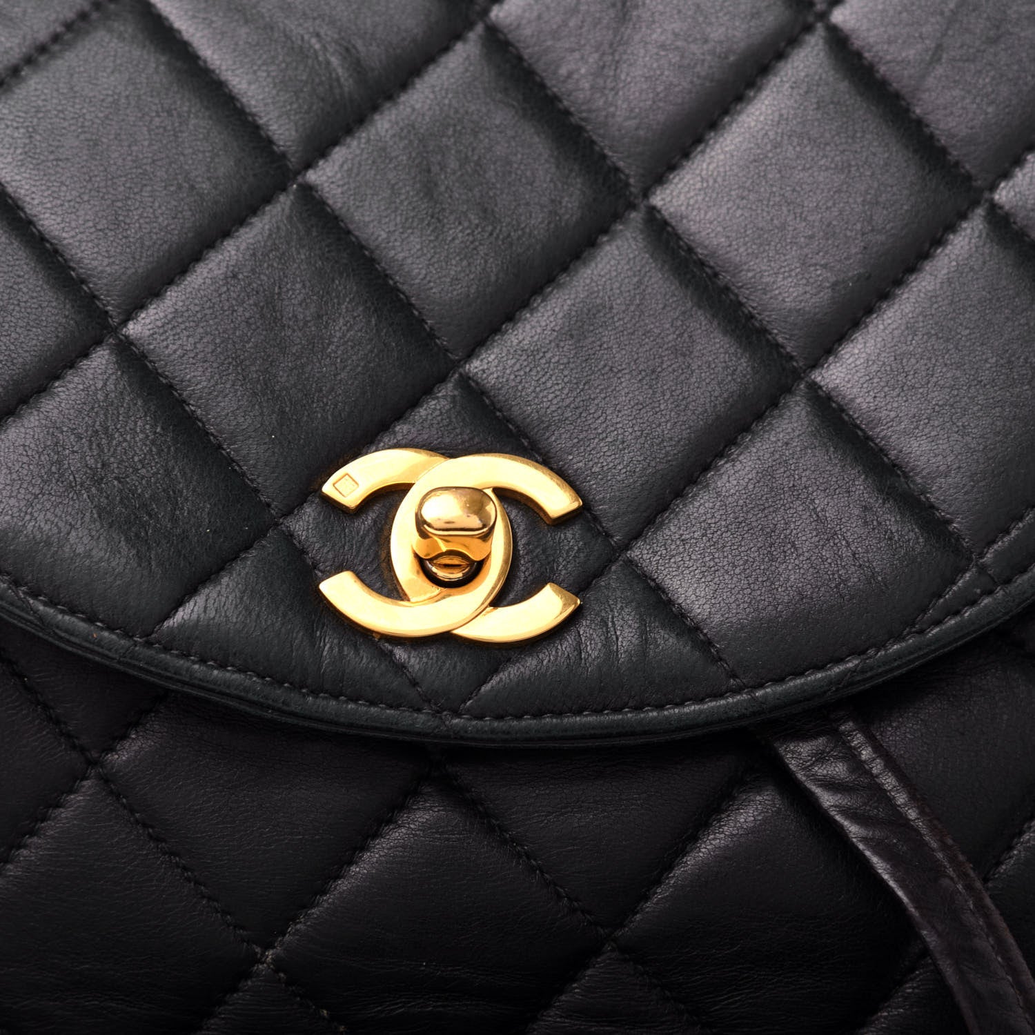 Chanel Lambskin Quilted Drawstring Backpack Black 11 of 13