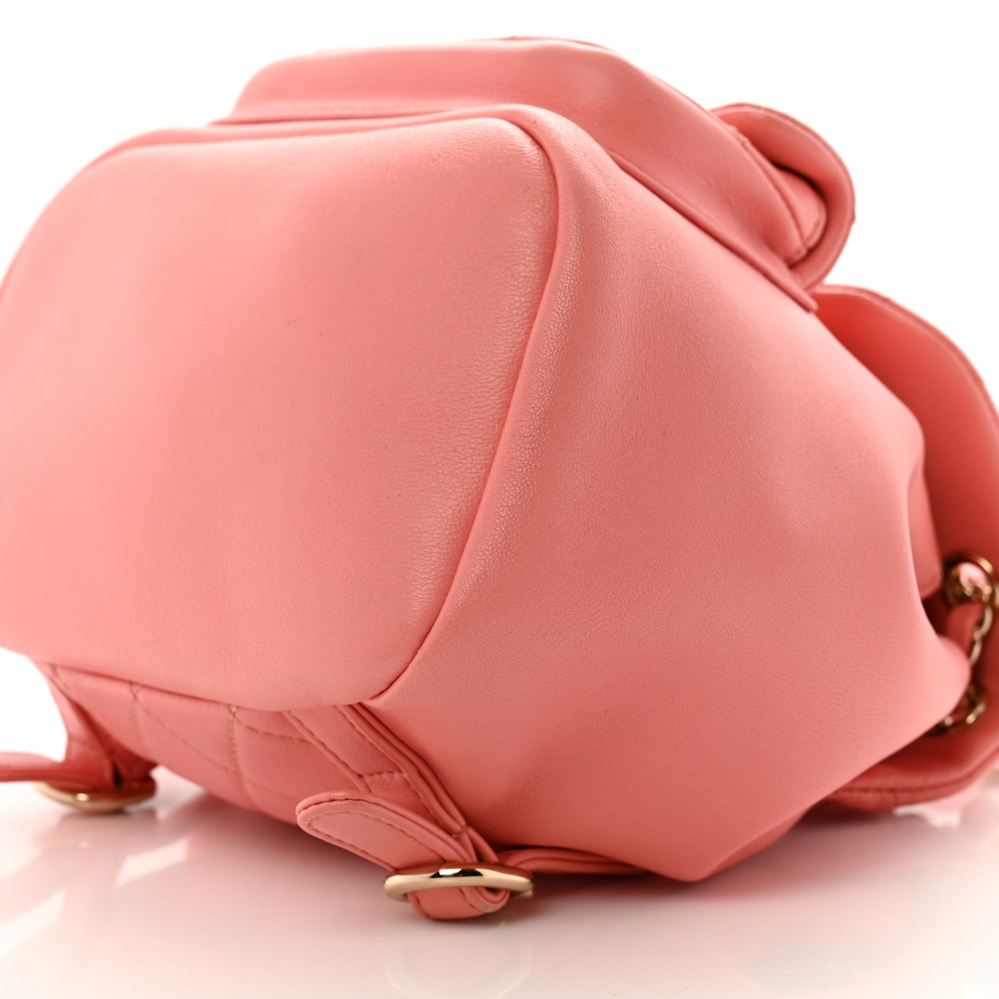 Lambskin Quilted Small Duma Drawstring Backpack Pink